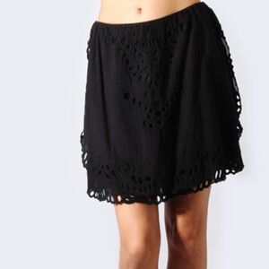 IRO Carina eyelet mini skirt in black cotton blend